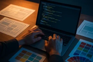 Ontwikkelaar aan het werk met WordPress code