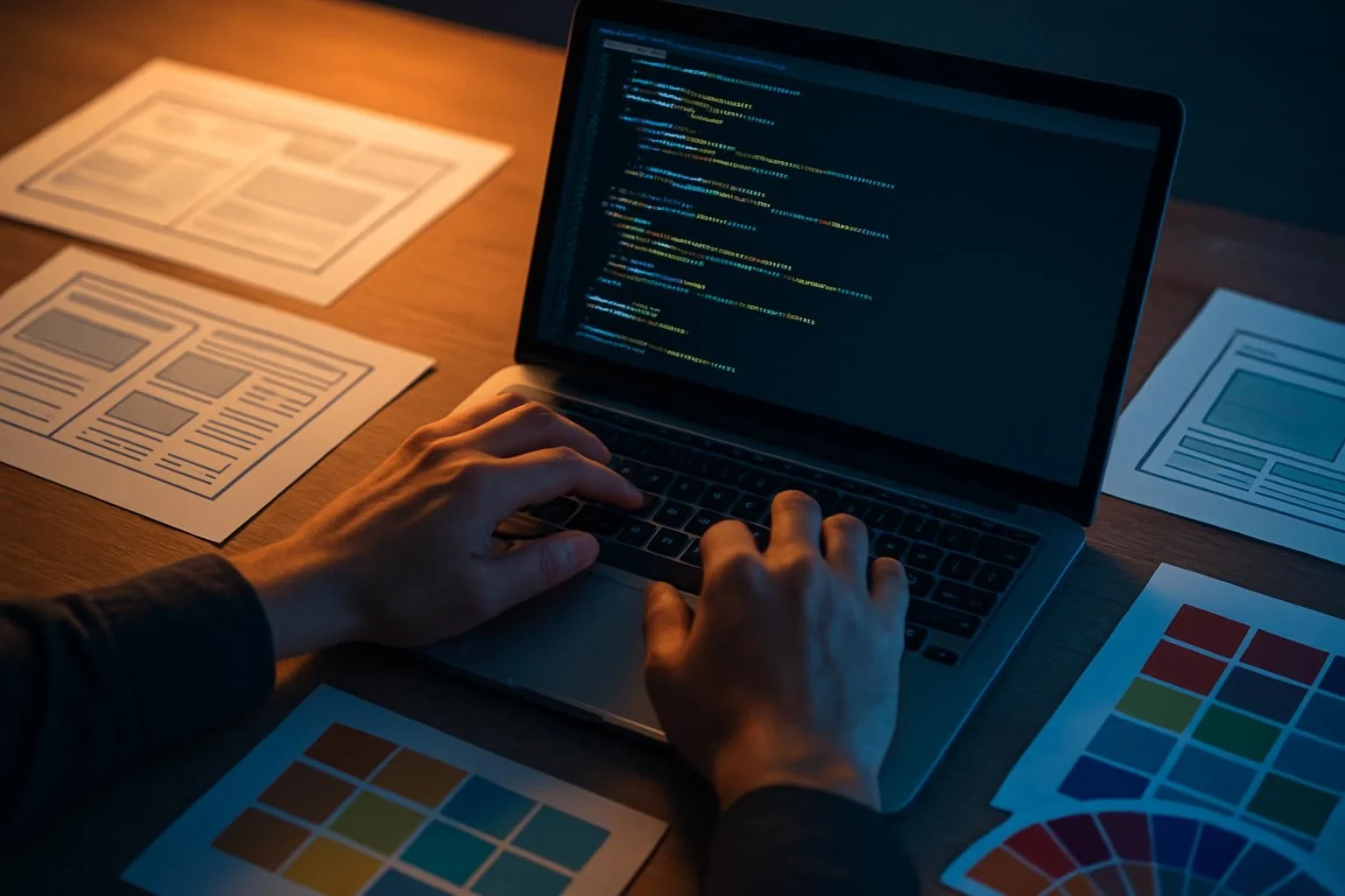 Ontwikkelaar aan het werk met WordPress code