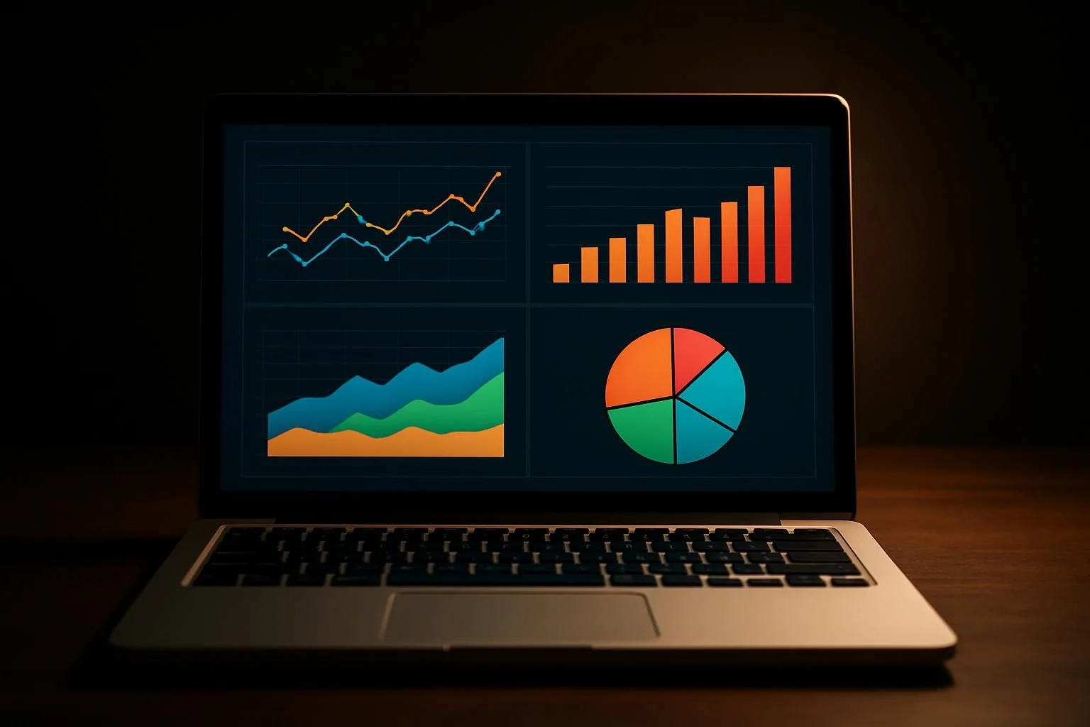 Detailed graph of Bybit API performance metrics on a laptop screen, focused task lighting