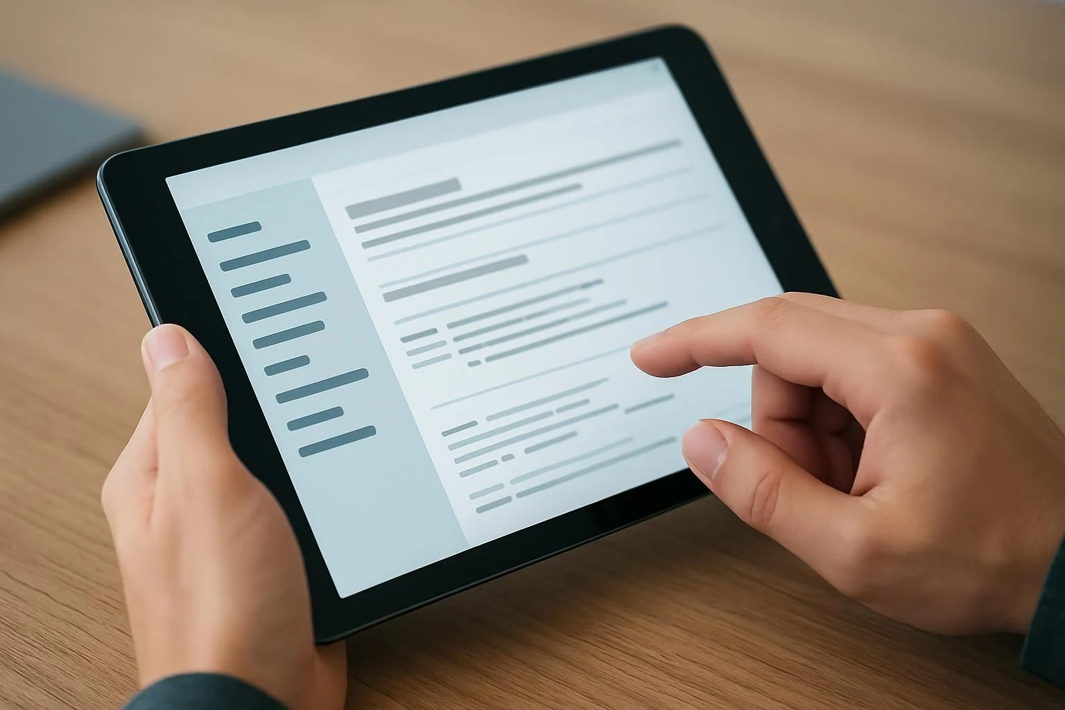Visual representation of a user navigating through the Amazon Affiliate API documentation on a tablet
