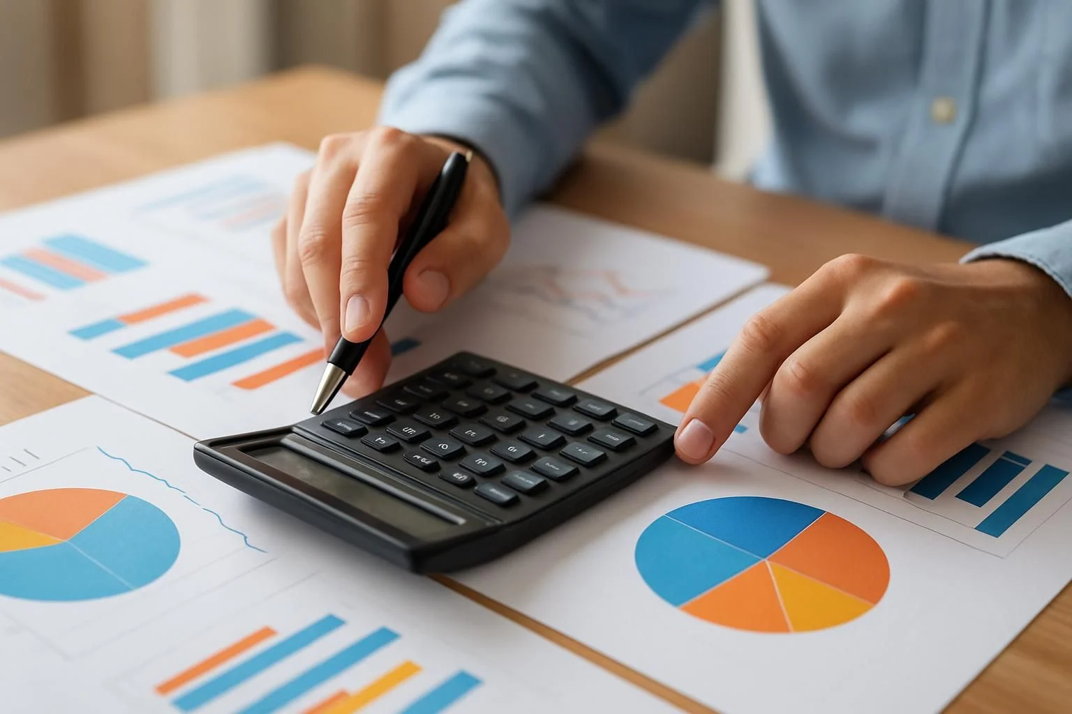 Persoon berekent kosten van maatwerk software.